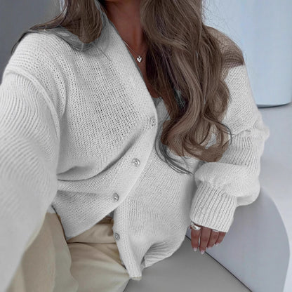 Blød cardigan med lygterærmer og skalknapper